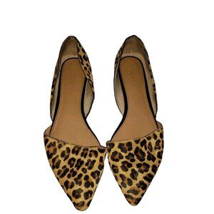 J CREW Zoe D'orsay flats size 8 leopard print calf hair leather slip-on flats
